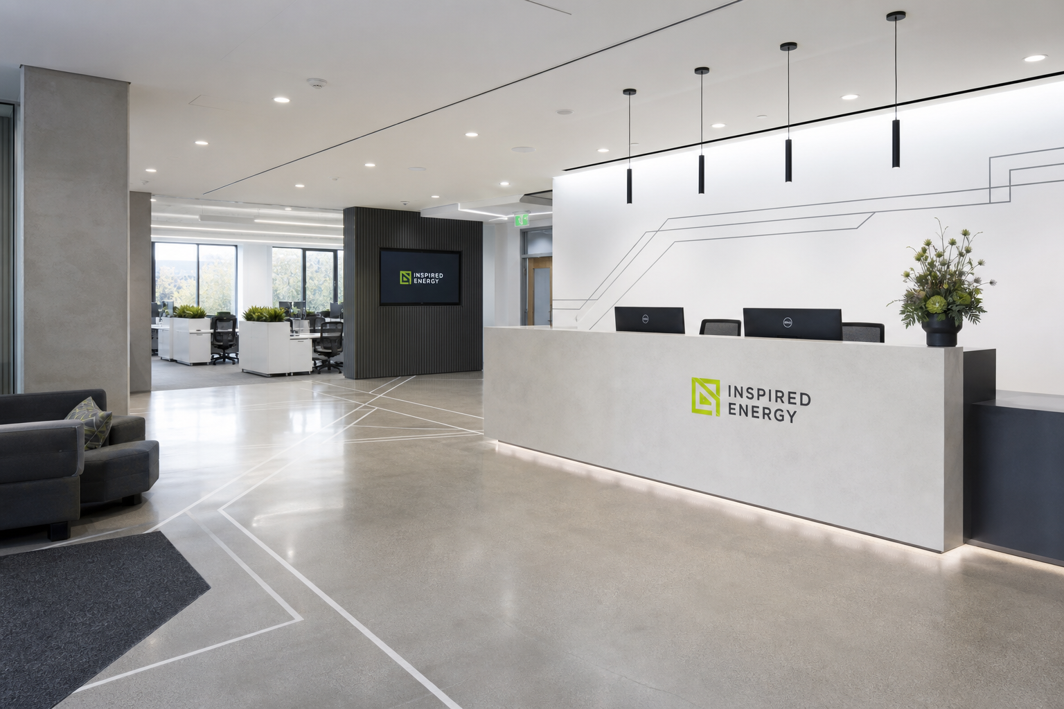 Digital transformation programme for professional services firm — modern office with integrated digital workflow systems and team collaboration environment