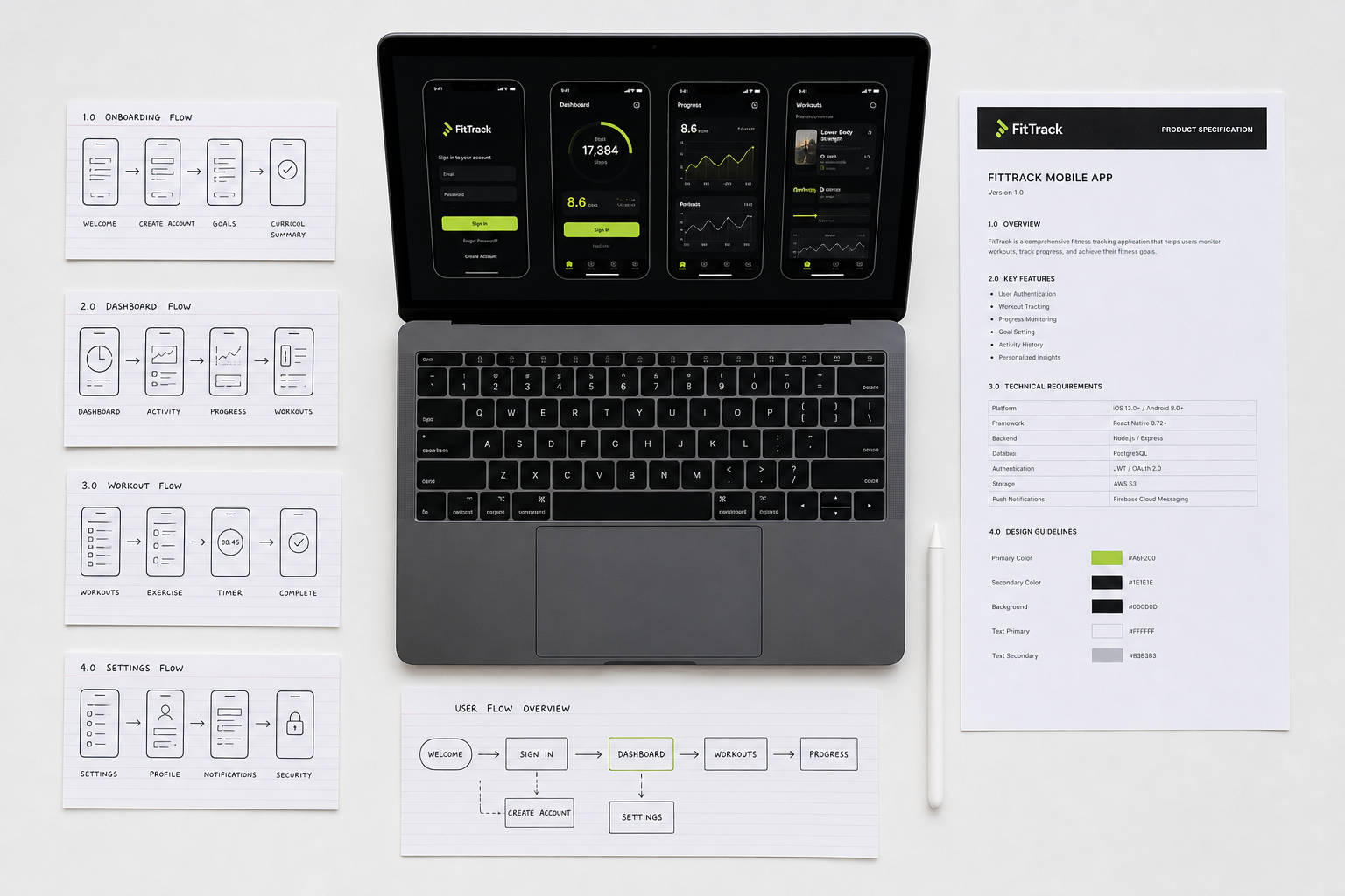 Custom mobile application screens built by GASHP LTD for retail client — product catalogue and order management UI